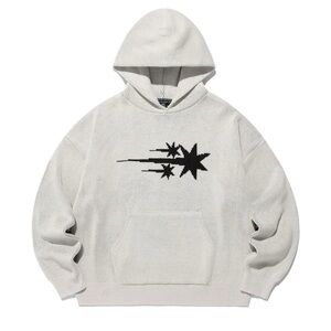 nice ghost club 3stars logo knit hoodie in ivory